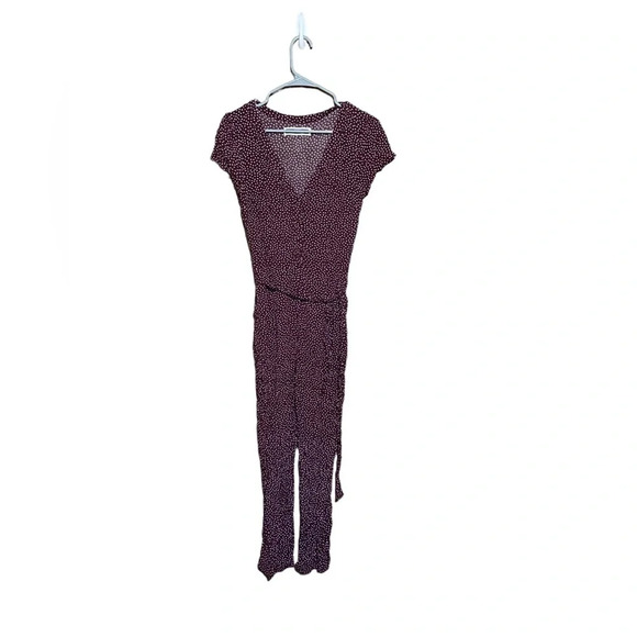 Abercrombie & Fitch Maroon and White Polk Dot Jumpsuit Size Small - Picture 1 of 8